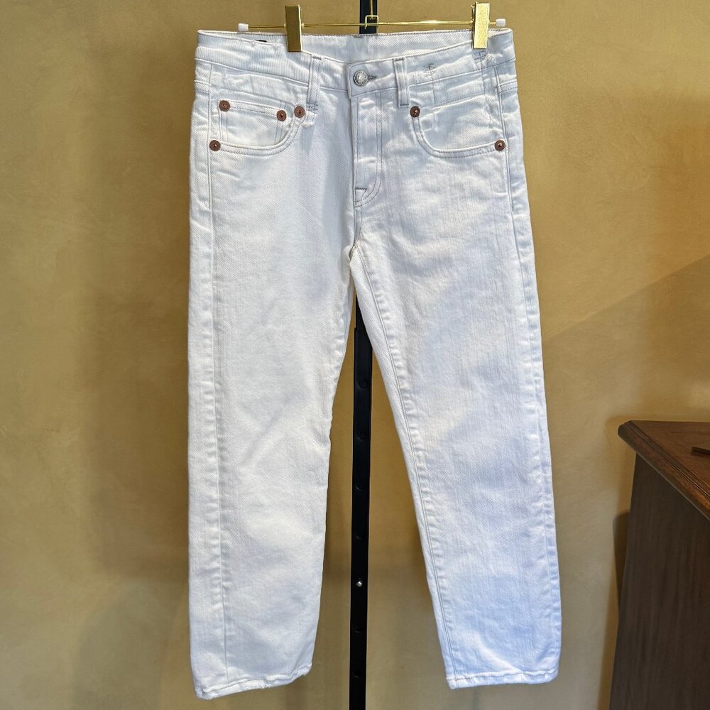 R13 Boy Straigt-Leg Crop Jeans: Bale White Size 25